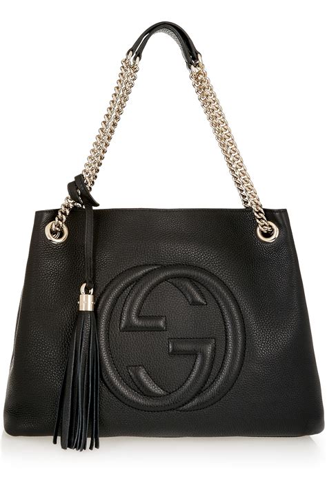 gucci leather black|gucci shoulder bag black handbags.